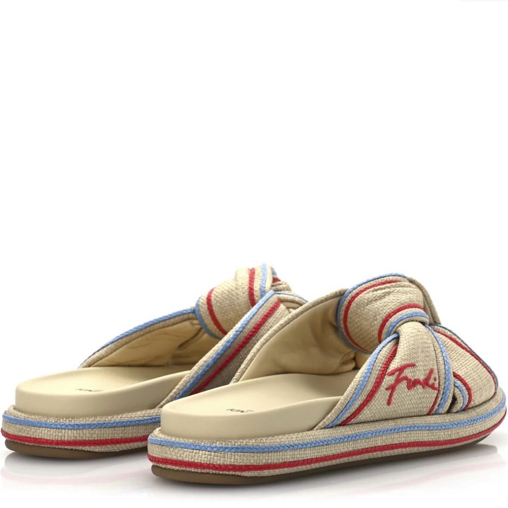 Fendi Women's Beige and Red Knotted Sandals - Picture 4 of 7